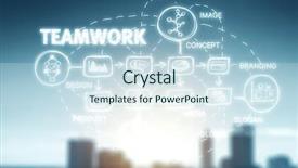  Presentation with huddle up for success - PPT layouts consisting of production achievement - strategy for success achieving background and a  colored foreground