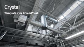  Presentation with manufacture - Presentation consisting of production concept - ventilation pipes system background and a dark gray colored foreground