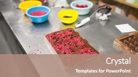  Presentation with chocolate shop - Amazing presentation theme having production cooking and people concept backdrop and a coral colored foreground
