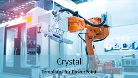  Presentation with robot arm - Slide deck enhanced with production department in artificial intelligence background and a light blue colored foreground