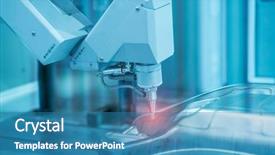  Presentation with robot arm - Theme enhanced with production department in artificial background and a teal colored foreground