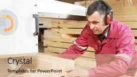  Presentation with manufacture - Presentation design featuring production engineering - closeup process of carpenter worker background and a lemonade colored foreground