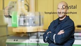  Presentation with cnc machine tool milling - PPT layouts with production engineering - mechanical technician near cnc milling background and a yellow colored foreground