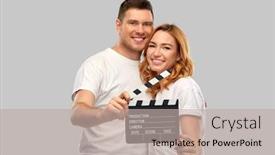  Presentation with entertainment - Colorful PPT theme enhanced with production-filmmaking-and-entertainment-concept backdrop and a mint green colored foreground