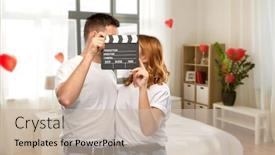 Presentation with valentine - PPT theme having production-filmmaking-and-valentine-s background and a soft green colored foreground
