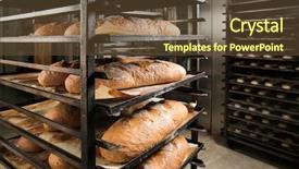  Presentation with bakery baking ingredients - Slides having production flour - loaves of bread on shelving background and a tawny brown colored foreground