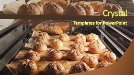  Presentation with bakery - Presentation theme having production flour - tasty buns with sesame background and a tawny brown colored foreground