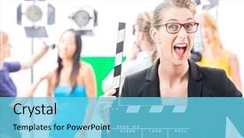  Presentation with video production - Audience pleasing slide set consisting of production for tv television news backdrop and a light blue colored foreground