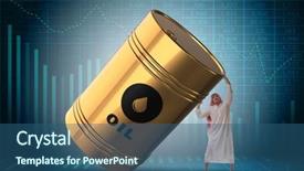  Presentation with crude oil - Cool new presentation design with crude increase - arab businessman holding oil barrel backdrop and a ocean colored foreground