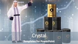  Presentation with crude oil - Beautiful slide set featuring crude increase - arab businessman in oil price backdrop and a gray colored foreground
