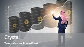  Presentation with virtual award ceremony - PPT theme consisting of arab businessman pressing virtual button background and a gray colored foreground