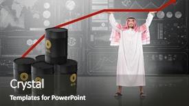  Presentation with crude oil and gas processing - PPT layouts having crude increase - arab businessman supporting oil price background and a dark gray colored foreground