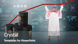  Presentation with price - PPT layouts enhanced with crude increase - arab businessman supporting oil price background and a  colored foreground