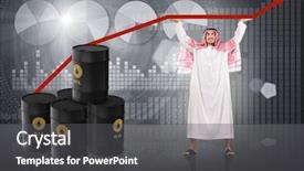  Presentation with oil and gas - Colorful PPT theme enhanced with crude increase - arab businessman supporting oil price backdrop and a  colored foreground