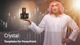  Presentation with price - Colorful PPT layouts enhanced with crude increase - arab businessman supporting oil price backdrop and a gray colored foreground