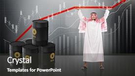  Presentation with oil and gas - Cool new slides with crude increase - arab businessman supporting oil price backdrop and a dark gray colored foreground