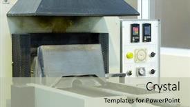  Presentation with furnace - PPT theme with production indicator - annealing furnace background and a mint green colored foreground
