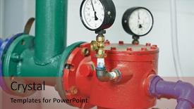  Presentation with pipes - Presentation theme enhanced with production indicator - closeup of manometer pipes background and a red colored foreground