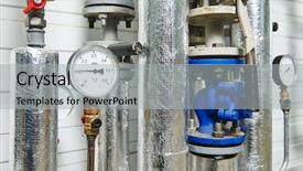  Presentation with pipes - Presentation design featuring production indicator - closeup of manometer pipes background and a light gray colored foreground