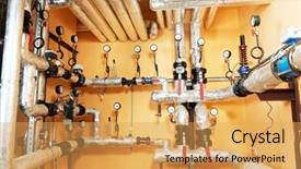  Presentation with boiler - PPT theme featuring production indicator - gas heating system boiler room background and a yellow colored foreground