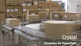  Presentation with distribution - Presentation theme consisting of production line - cardboard boxes on conveyor belt background and a gray colored foreground