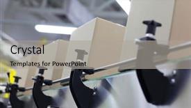  Presentation with conveyor belt - Slides with production line - cardboard boxes on conveyor belt background and a light gray colored foreground