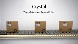  Presentation with courier - Beautiful presentation theme featuring production line - packed courier on conveyor belt backdrop and a white colored foreground