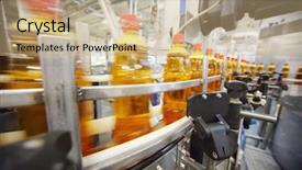  Presentation with conveyor belt - PPT layouts having production line - yellow plastic bottles with light background and a coral colored foreground