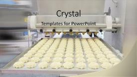  Presentation with production line - PPT layouts consisting of production line at bakery background and a light gray colored foreground