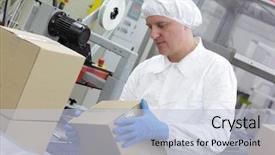  Presentation with production line - Beautiful slides featuring production line dealing with box backdrop and a light blue colored foreground