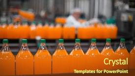  Presentation with production line - Beautiful PPT theme featuring production line in bottle factory backdrop and a crimson colored foreground