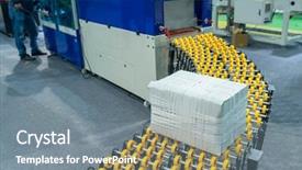  Presentation with belt conveyor - Beautiful presentation theme featuring production line with automatic conveyor backdrop and a gray colored foreground