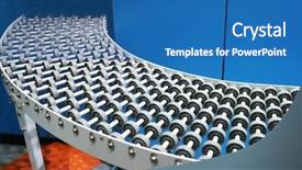  Presentation with conveyor belt - Presentation with production line with automatic conveyor background and a teal colored foreground