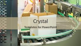  Presentation with conveyor belt - PPT theme having production line with automatic conveyor background and a soft green colored foreground