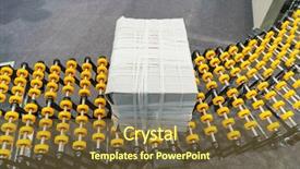  Presentation with conveyor belt - Presentation design featuring production line with automatic conveyor background and a tawny brown colored foreground