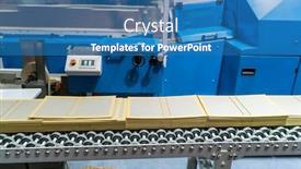  Presentation with belt conveyor - Beautiful slides featuring production-line-with-automatic-conveyor backdrop and a teal colored foreground
