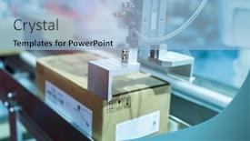  Presentation with production line - Audience pleasing PPT layouts consisting of production-line-with-automatic-conveyor backdrop and a light blue colored foreground