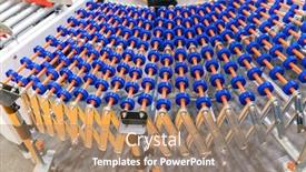  Presentation with conveyor belt - Colorful slide deck enhanced with production-line-with-automatic-conveyor backdrop and a coral colored foreground