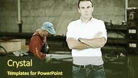  Presentation with manufacturing industry - Slide set enhanced with production management - manager engineering manufacturing industry background and a tawny brown colored foreground