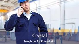  Presentation with engineering engineer or safety officer - Cool new presentation with production management - portrait of an engineer talking backdrop and a navy blue colored foreground