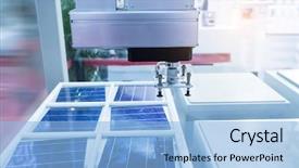  Presentation with industrial robot - Colorful slide set enhanced with production of solar panels industrial backdrop and a light blue colored foreground
