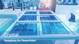  Presentation with factory equipments - Colorful presentation enhanced with production of solar panels industrial backdrop and a teal colored foreground