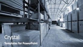  Presentation with cold storage warehouse - Amazing PPT theme having production paper - storage of goods backdrop and a  colored foreground