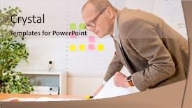  Presentation with production planning - Slide set featuring production planning - side view of contractor analyzing background and a coral colored foreground