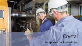  Presentation with foundry - Theme consisting of production workers forge in foundry background and a light blue colored foreground