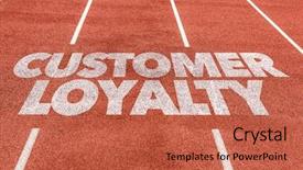  Presentation with customer loyalty - Slide set enhanced with productive relationship - customer loyalty written on running background and a  colored foreground