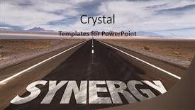  Presentation with synergy - Presentation design having productive relationship - synergy written on desert road background and a light gray colored foreground