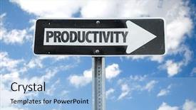  Presentation with productivity waste - Colorful PPT theme enhanced with productivity direction sign with sky backdrop and a light blue colored foreground
