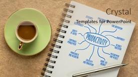  Presentation with spiral notebook - Presentation theme featuring productivity-infographics-or-mind-map background and a coral colored foreground