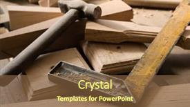  Presentation with workshop - Colorful presentation theme enhanced with products and harvesting of wood lying on the workbench in the workshop backdrop and a tawny brown colored foreground